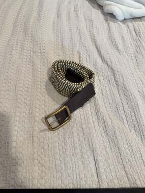 Target Woven Cotton Blend Belt with Faux Leather Trim